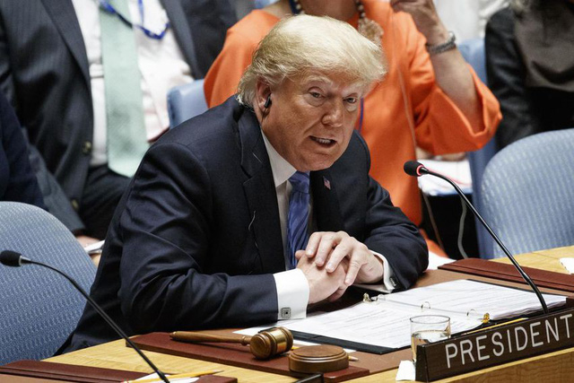 Tổng thống Trump ph&aacute;t biểu tại cuộc họp của Hội đồng Bảo an Li&ecirc;n Hợp Quốc ng&agrave;y 26/9 (Ảnh: AFP)
