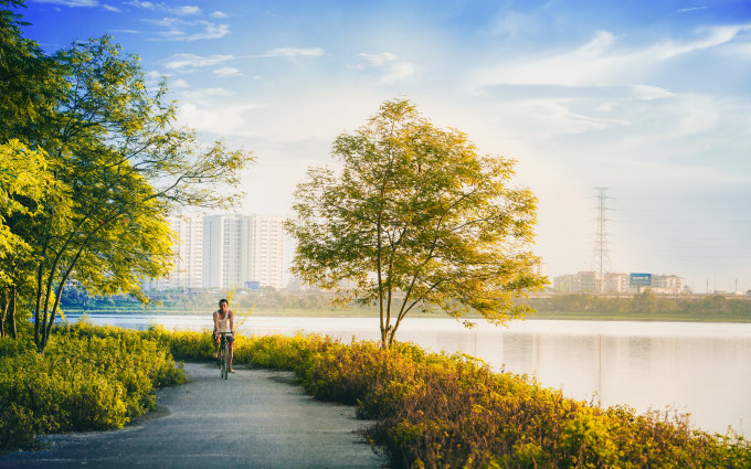 Nắng nhẹ về chiều ở C&ocirc;ng vi&ecirc;n Y&ecirc;n Sở.