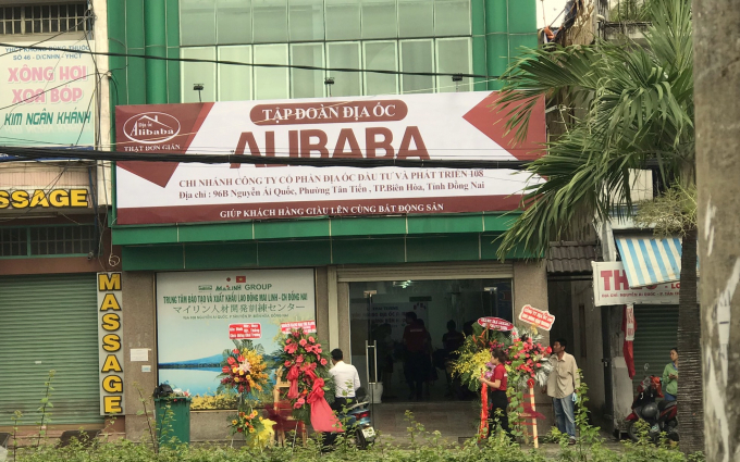 Văn phòng trái phép mới mở của công ty Cp Địa ốc Alibaba tại Biên Hòa.