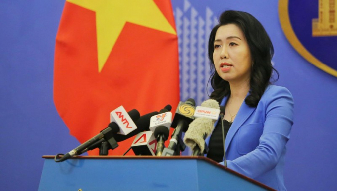 Người phát ngôn Bộ Ngoại giao Lê Thị Thu Hằng trả lời tại họp báo.
