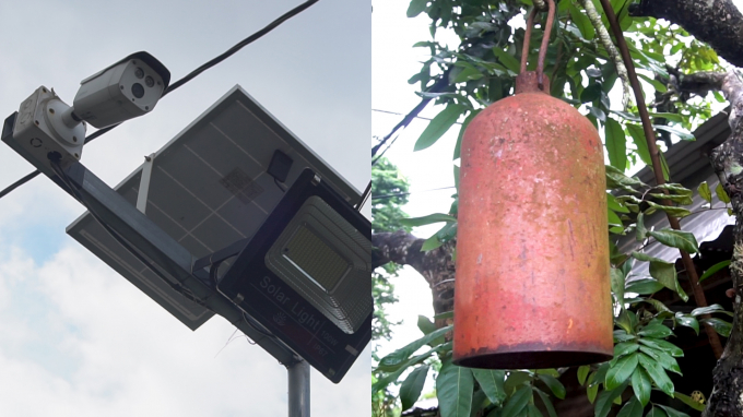 Mô hình kẻng an ninh kết hợp camera an ninh và đèn năng lượng mặt trời tại xã Quảng Tiến, huyện Trảng Bom.