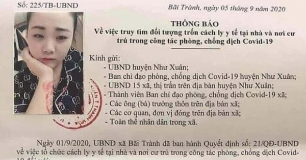 Thanh Hóa: Thông báo tìm người trốn cách ly y tế tại Như Xuân