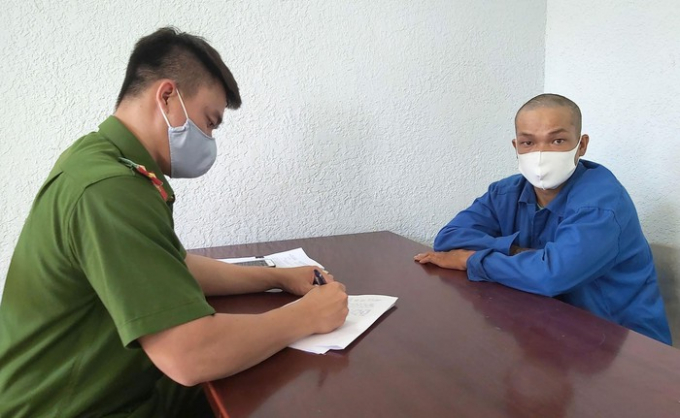 Đào Văn Bé lúc bị tạm giam tại Công an huyện Xuyên Mộc.