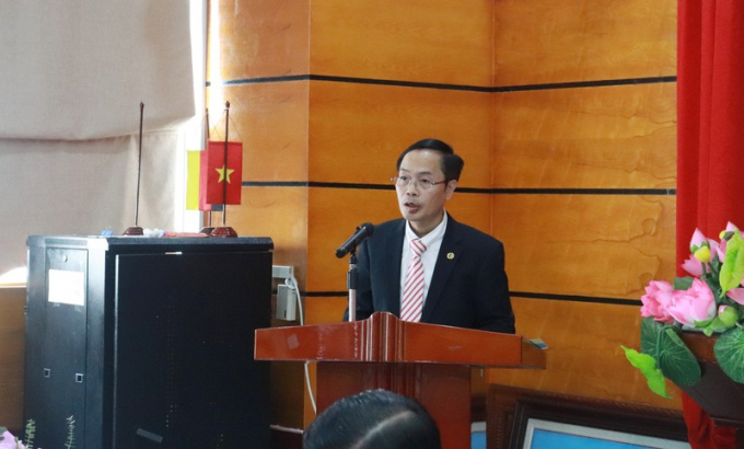 Tân Phó Hiệu trưởng Đại học Luật Hà Nội phát biểu.