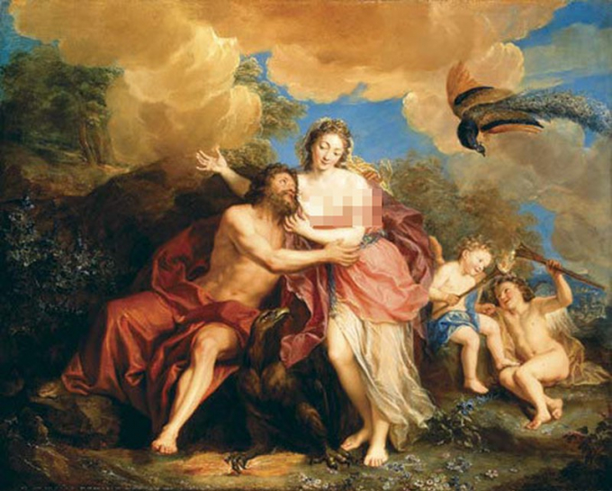 Hera bên Zeus cùng các con.