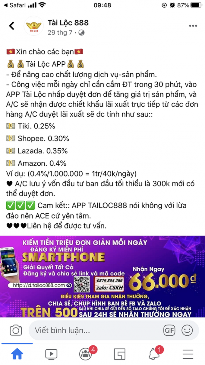 Từ ngày 20/09 đã không tìm thấy trang website Tailoc888.com và Nasdaq666.com và app Tài Lộc.
