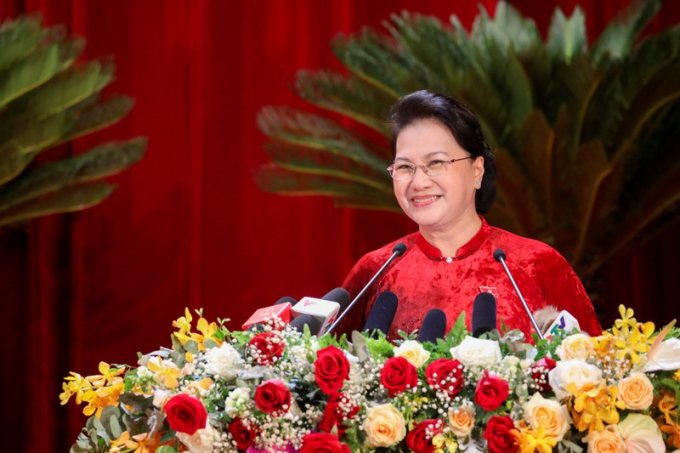 Chủ tịch Quốc hội Nguyễn Thị Kim Ngân phát biểu chỉ đạo tại Đại hội Đảng bộ tỉnh Quảng Ninh.