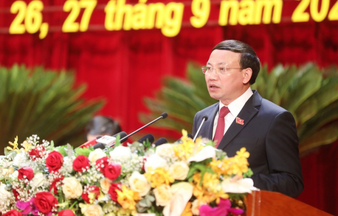 Đồng chí Nguyễn Xuân Ký, Bí thư Tỉnh ủy, Chủ tịch HĐND phát biểu tại Đại hội.