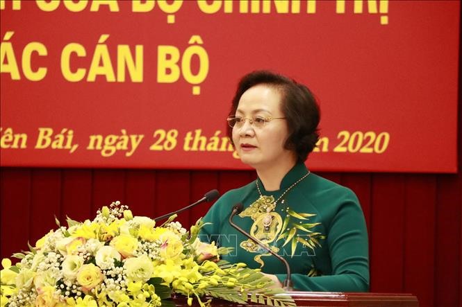 Bà Phạm Thị Thanh Trà phát biểu nhận nhiệm vụ mới. Ảnh: Việt Dũng/TTXVN
