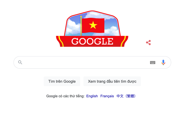 Google đã thay đổi giao diện mừng ngày Quốc khánh của Việt Nam.
