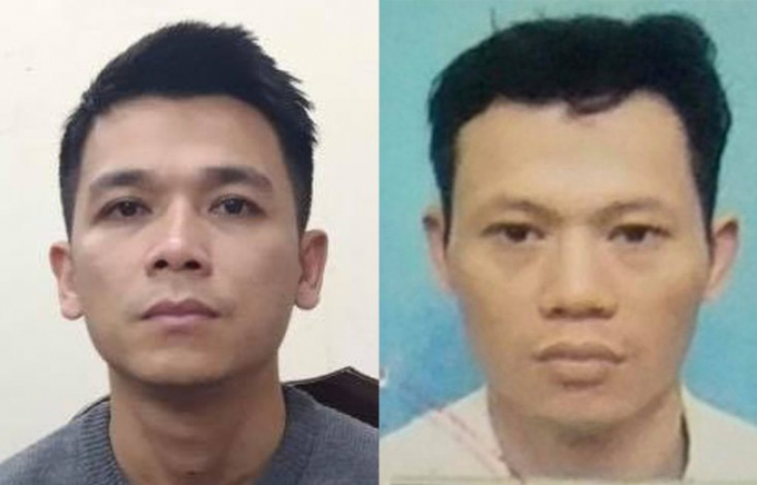 Nguyễn Anh Vũ (trái) và Nguyễn Xuân Quý, 2 trong số 6 bị can. Ảnh: Công an Hà Nội.
