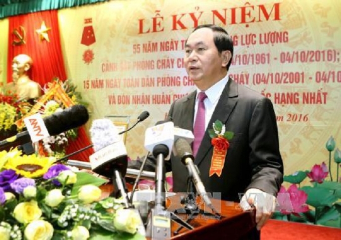 Chủ tịch nước Trần Đại Quang ph&aacute;t biểu tại buổi lễ. Ảnh: Nhan S&aacute;ng/TTXVN.