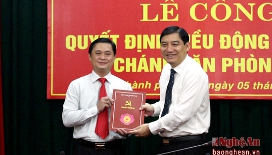 Bí thư huyện ủy Nam Đàn được bổ nhiệm làm Chánh Văn phòng Tỉnh ủy Nghệ An