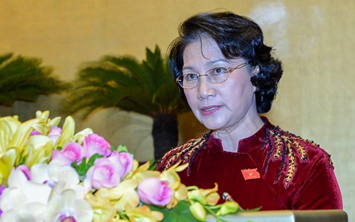 Chủ tịch QH Nguyễn Thị Kim Ng&acirc;n ph&aacute;t biểu khai mạc kỳ họp.