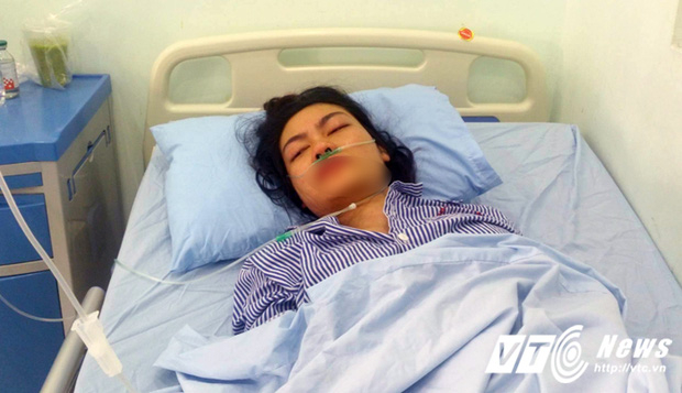 Chị P.T.H. đang được điều trị tại Bệnh viện Hữu nghị Việt Tiệp Hải Ph&ograve;ng. Ảnh: VTV News