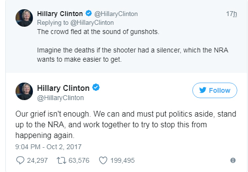 Cựu Ngoại trưởng Mỹ Hillary Clinton k&ecirc;u gọi h&agrave;nh động để ngăn chặn c&aacute;c vụ tấn c&ocirc;ng tương tự (Ảnh: Twitter)