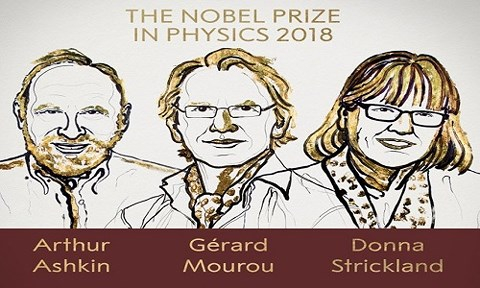 Nobel Vật l&yacute; 2018 được trao cho3 nh&agrave; vật l&yacute; Arthur Ashkin - người Mỹ, G&eacute;rard Mourou- người Ph&aacute;p v&agrave; Donna Strickland - người Canada