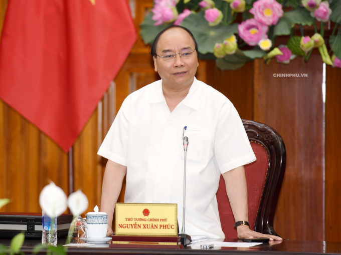 Thủ tướng Nguyễn Xu&acirc;n Ph&uacute;c ph&aacute;t biểu tại buổi l&agrave;m vi&ecirc;c.&nbsp;
