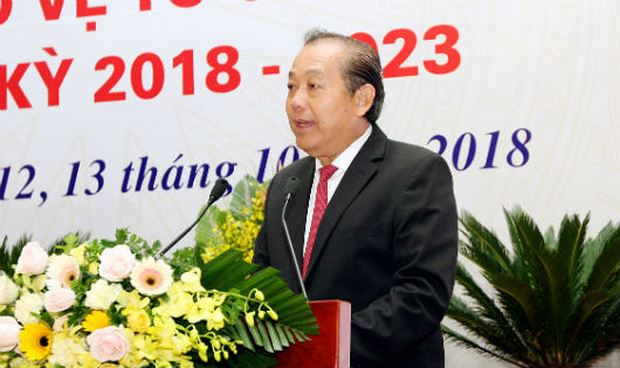 Ph&oacute; Thủ tướng Thường trực Trương Ho&agrave; B&igrave;nh ph&aacute;t biểu tại Đại hội.