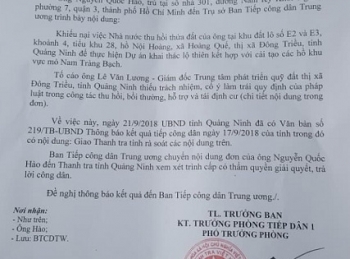 Quảng Ninh: Ban tiếp công dân Trung ương chỉ đạo xử lý đơn tố cáo Giám đốc Trung tâm quỹ đất Đông Triều