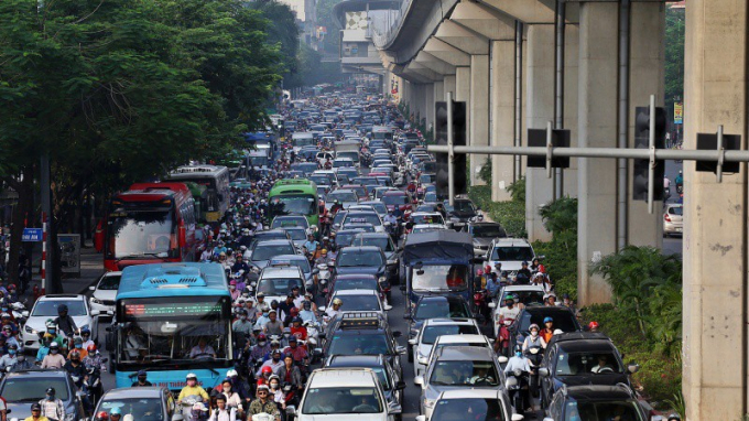 Cảnh ùn tắc giao thông tại Hà Nội.