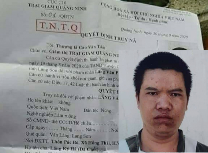 Truy nã toàn quốc phạm nhân trốn khỏi trại giam tại Quảng Ninh