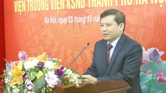 Đồng chí Lê Minh Trí, Viện trưởng VKSND tối cao phát biểu tại buổi Lễ