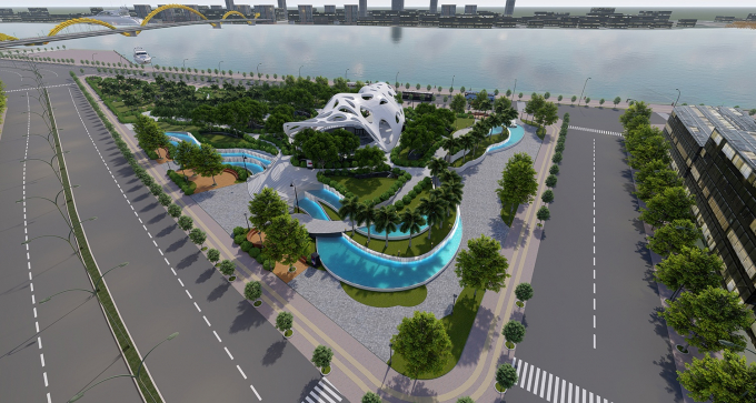 Công trình Vườn tượng APEC mở rộng dựa theo ý tưởng “Cánh diều bay cao” của Công ty TNHH MTV Tư vấn thiết kế và xây dựng Phố Xanh.