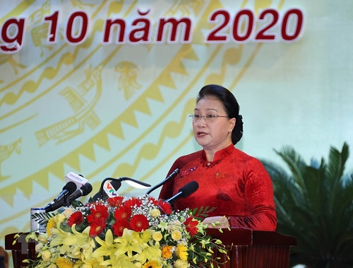 Chủ tịch Quốc hội Nguyễn Thị Kim Ngân phát biểu tại Đại hội - Ảnh: TTXVN