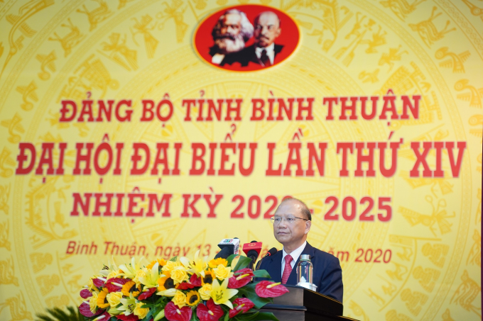 Ông Nguyễn Mạnh Hùng, Uỷ viên Ban chấp hành Trung ương Đảng, Bí thư Tỉnh uỷ - Chủ tịch HĐND tỉnh Bình Thuận phát biểu khai mạc Đại hội.