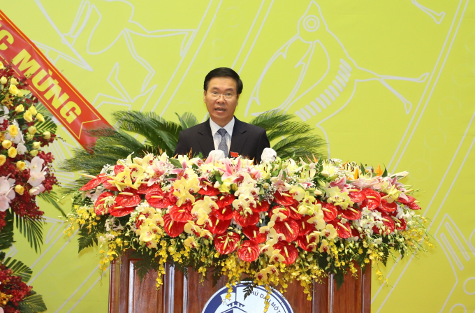 Ủy viên Bộ Chính trị - Bí thư Trung ương Đảng - Trưởng ban Tuyên giáo Trung ương đồng chí Võ Văn Thưởng phát biểu chỉ đạo tại Đại hội.