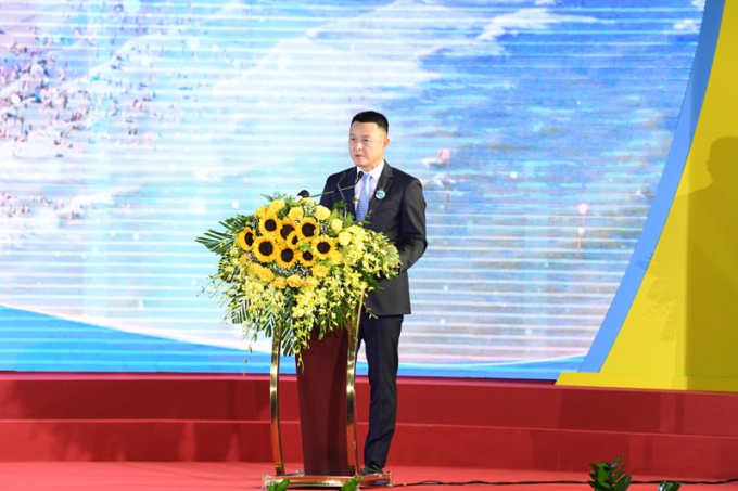 Ông Đặng Minh Trường, Chủ tịch HĐQT Tập đoàn Sun Group phát biểu tại lễ khởi công dự án. (Ảnh: A.T)