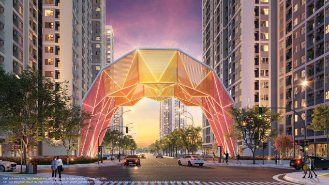 Cổng chào biểu tượng Origami rực rỡ, bắt trọn cảnh hoàng hôn lãng mạn “hiếm có khó tìm” ở khu vực nội đô thành phố.