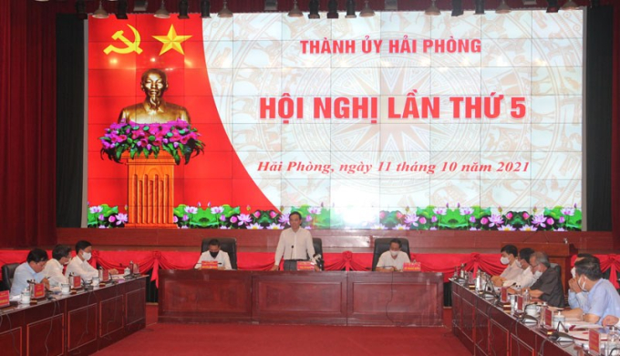 Bí thư Thành ủy Hải Phòng Trần Lưu Quang kết luận tại Hội nghị.