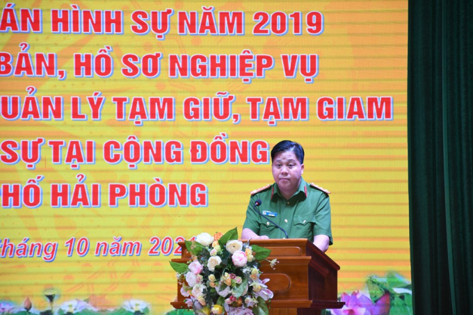 Phó Giám đốc CATP Bùi Trung Thành phát biểu chỉ đạo tại hội nghị.