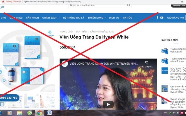 Bộ Y tế: Đang xác minh về quảng cáo Viên uống Hyeon White