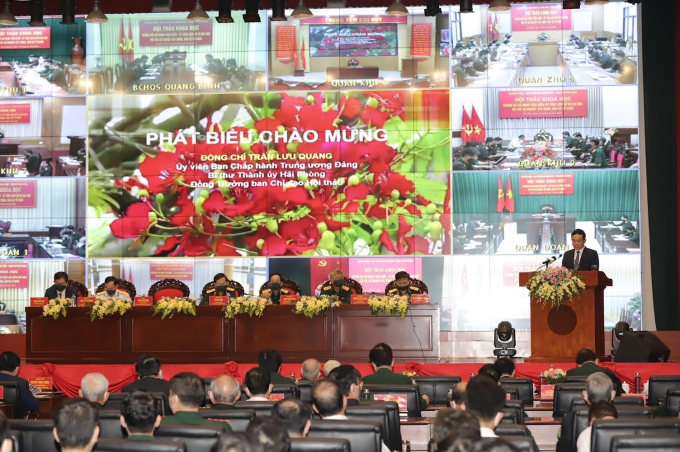 Bí thư thành ủy Hải Phòng Trần Lưu Quang phát biểu chào mừng Hội thảo.