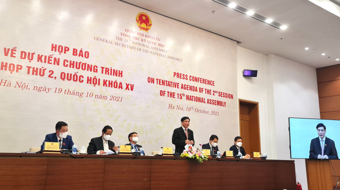 Chương trình kỳ họp thứ 2, Quốc hội khóa XV sẽ khai mạc vào ngày 20/10/2021, bế mạc vào ngày 13/11/2021 tại Nhà Quốc hội, Thủ đô Hà Nội. 