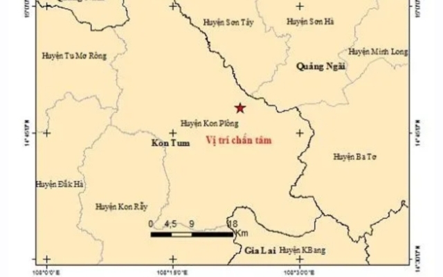 Kon Tum: Lại xảy ra 3 trận động đất tại huyện Kon Plông