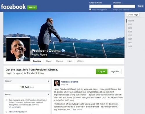 Trang Facebook c&aacute; nh&acirc;n của Tổng thống Mỹ. (Ảnh: Reuters)