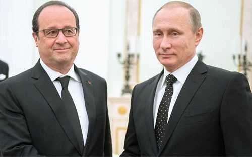 Tổng thống Nga Vladimir Putin v&agrave;&nbsp;Tổng thống Ph&aacute;p Francois Hollande