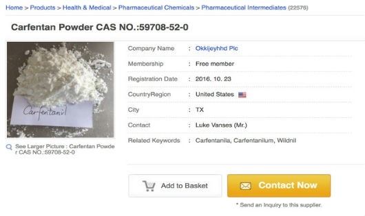 Carfentanil c&oacute; thể dễ d&agrave;ng mua qua mạng từ Trung Quốc. Ảnh: AP