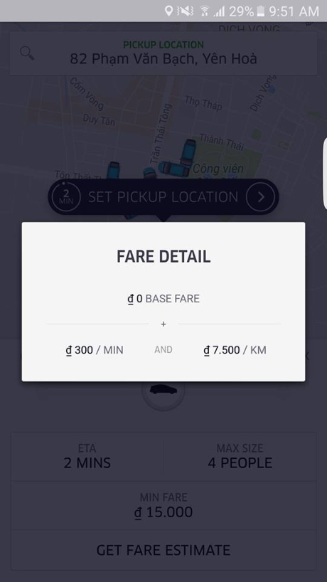 Gi&aacute; cước Uberx đ&atilde; tăng 50% cho mỗi km so với trước tại H&agrave; Nội