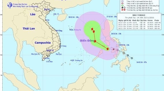 Dự báo thời tiết ngày 26/11: Xuất hiện bão trên biển Đông