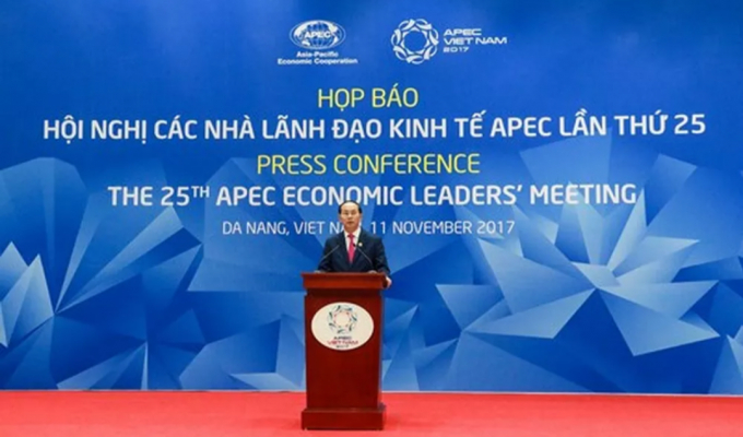 Chủ tịch nước Trần Đại Quang chủ tr&igrave; họp b&aacute;o kết th&uacute;c Hội nghị c&aacute;c nh&agrave; l&atilde;nh đạo kinh tế APEC lần thứ 25.