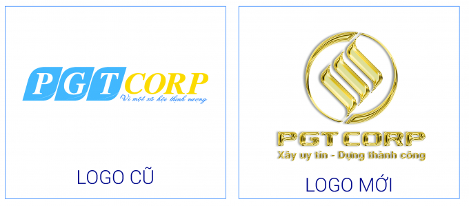 PGTCorp thay đổi bộ nhận diện logo cũ sang bộ logo mới (phải).