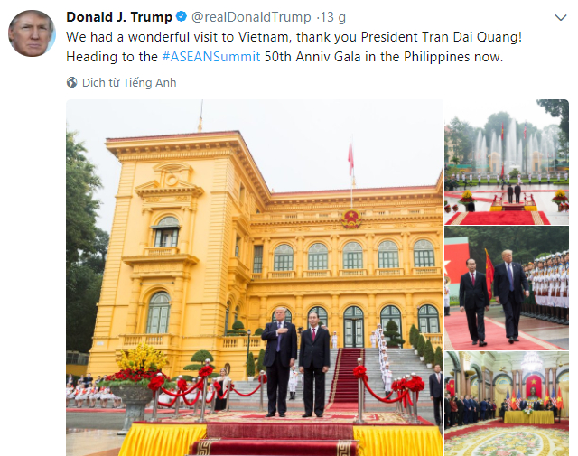 Lời cảm ơn của Tổng thống Trump về chuyến thăm