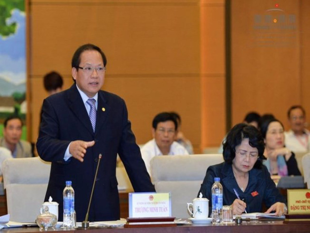 Bộ trưởng Trương Minh Tuấn trong lần trả lời chất vấn mới đ&acirc;y tại UB Thường vụ Quốc hội.