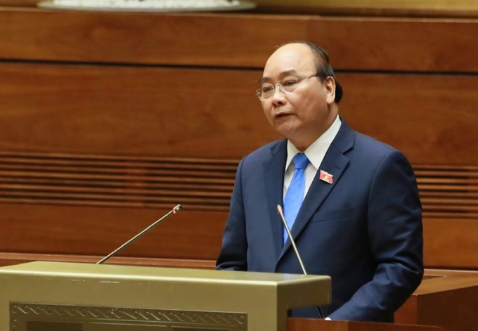 Thủ tướng Nguyễn Xu&acirc;n Ph&uacute;c ph&aacute;t biểu trước Quốc hội. Ảnh VGP/Nhật Bắc