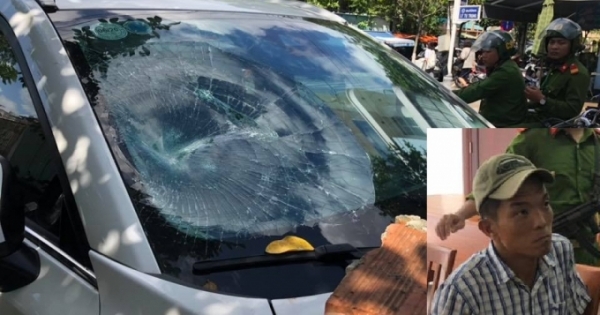Đà Nẵng: Đối tượng nghi bị ngáo đá đập phá xe ô tô Mazda CX-5